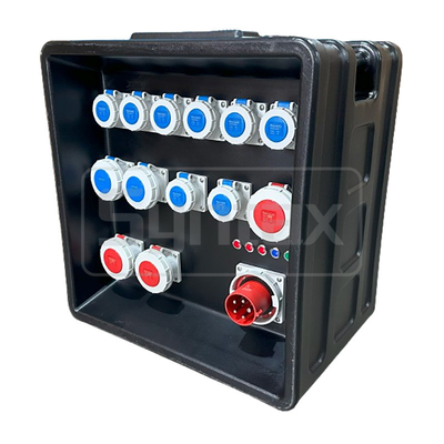Syntax MD3 Three Phase 63A Sports Event Distro Box HDPE IP67 With RCBO For Qatar Swimming Match 630x430x680mm