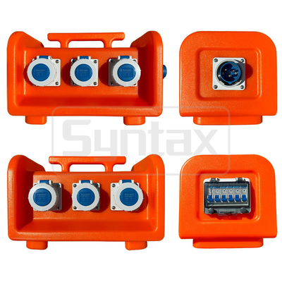 Syntax MS7 Single Phase 16A HDPE Portable Distribution Box IP67 With Breakers Easy Lifting 395x260x275mm
