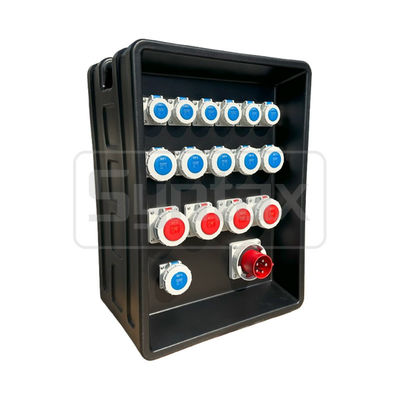 Syntax MD4 Three Phase 125A IP67 Waterproof HDPE Power Distro With Schneider Breakers And PowerSyntax Industrial Plugs and Sockets 630x430x900mm