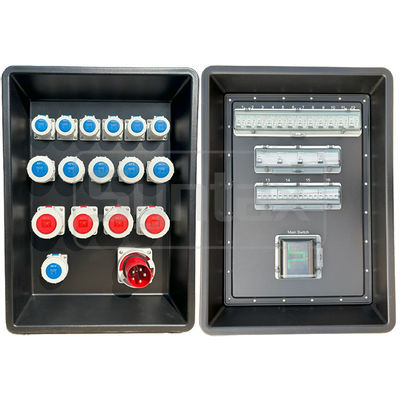 Syntax MD4 Three Phase 125A IP67 Waterproof HDPE Power Distro With Schneider Breakers And PowerSyntax Industrial Plugs and Sockets 630x430x900mm
