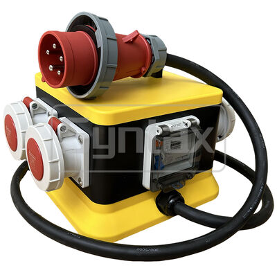 Syntax MZ8 IP67 Waterproof Portable Distribution Box 32A/5P Three Phase 400v With 1.8m built-in Lead Rubber Cable Outdoors 26*26*24.5CM