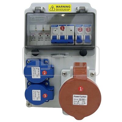 Syntax CX7 Wall Mounted Distribution Box 32AMP Three Phase Fused Made in PC Electric Grey Stage Box 26*17*14CM