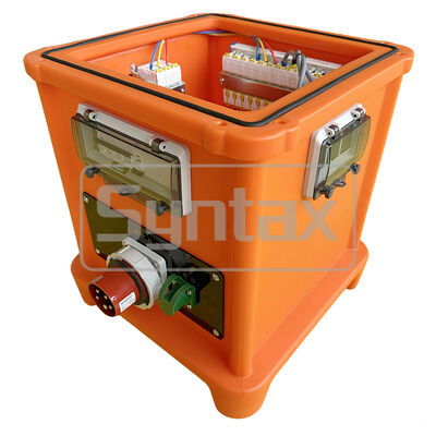 Syntax MK2 Portable Power Distribution Box With 32A/5P 400v IP67 Input Inlet PE Material Fitted With Multi-functional Meter 46*46*55CM