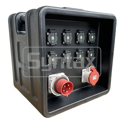 Syntax MD1 Three Phase 32A/5P HDPE Power Distribution Box IP67 Waterproof for Outdoor Events with UK 13A Sockets