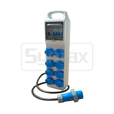 Syntax CT3 16A Stromspalter IP44 Verteilfach mit 8 Schuko-Steckdosen 490*142*95mm