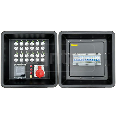 Syntax MD1 Dreiphasige 4P 32AMP HDPE Portable Distribution Box IP67 mit 12 Nr. UL aufgeführt Nema Dual Sockets 430x380x460mm